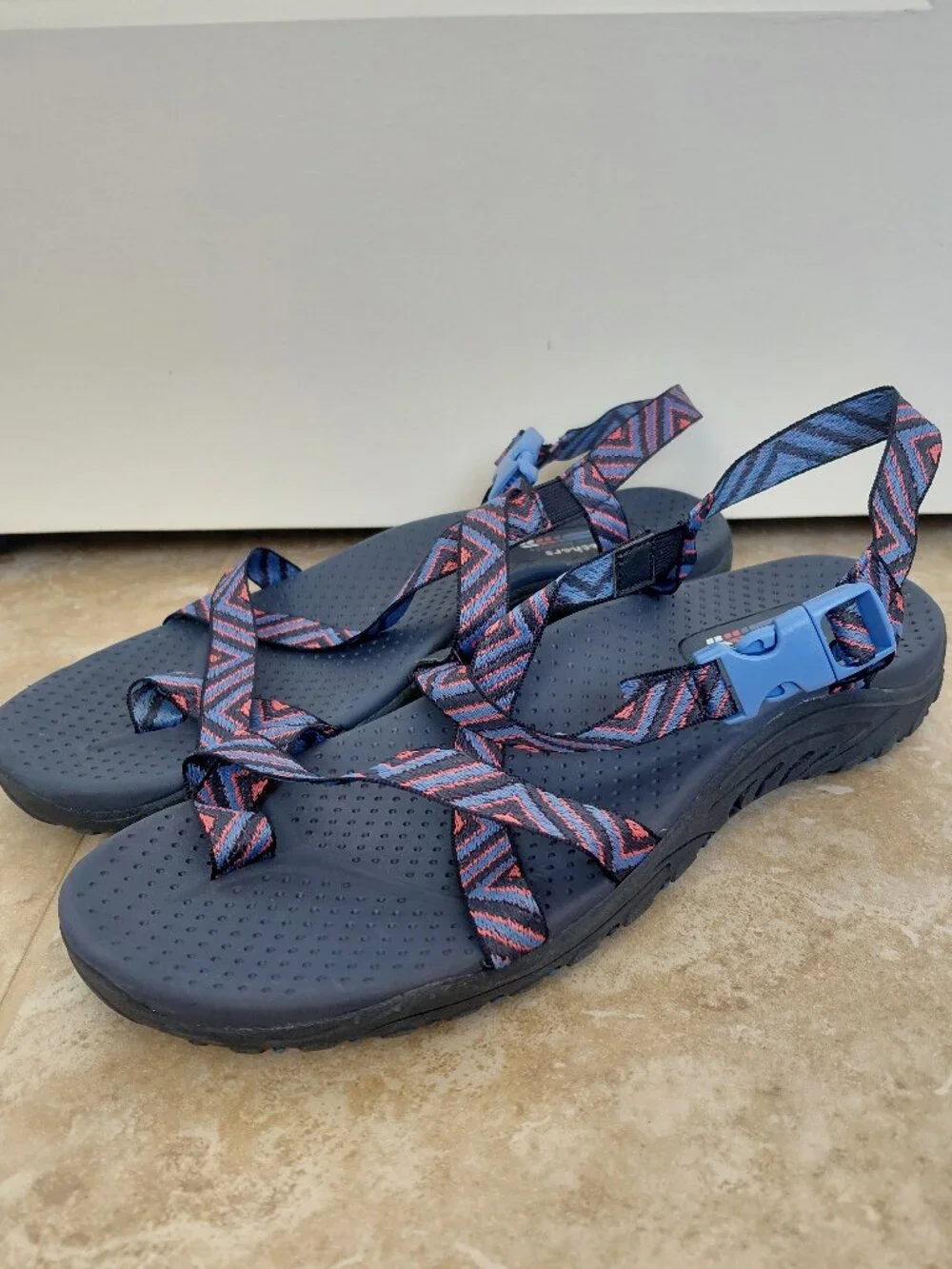 Skechers Navy Chevron Sandals
